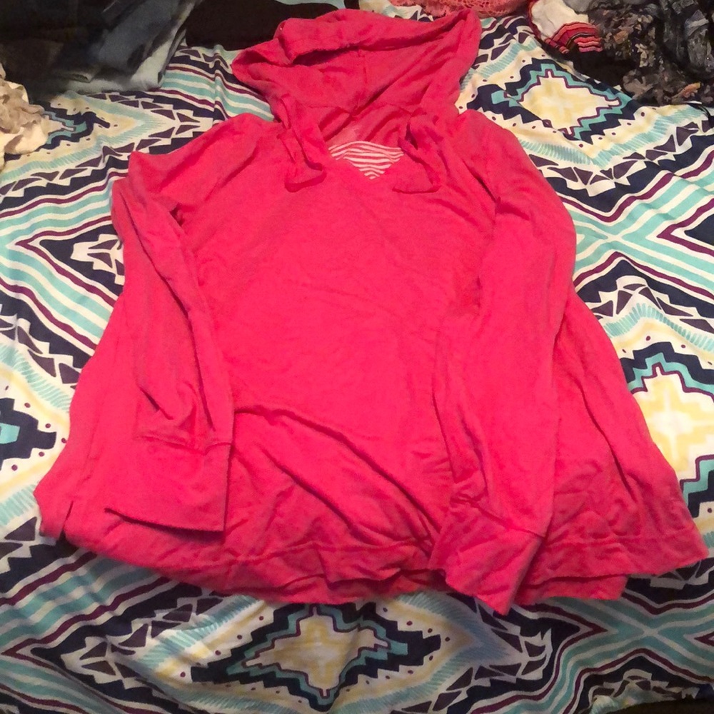 Pink shirt with a hoodie